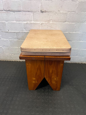 Versatile Wooden Padded Stool with Beige Cushion