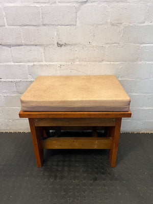 Versatile Wooden Padded Stool with Beige Cushion