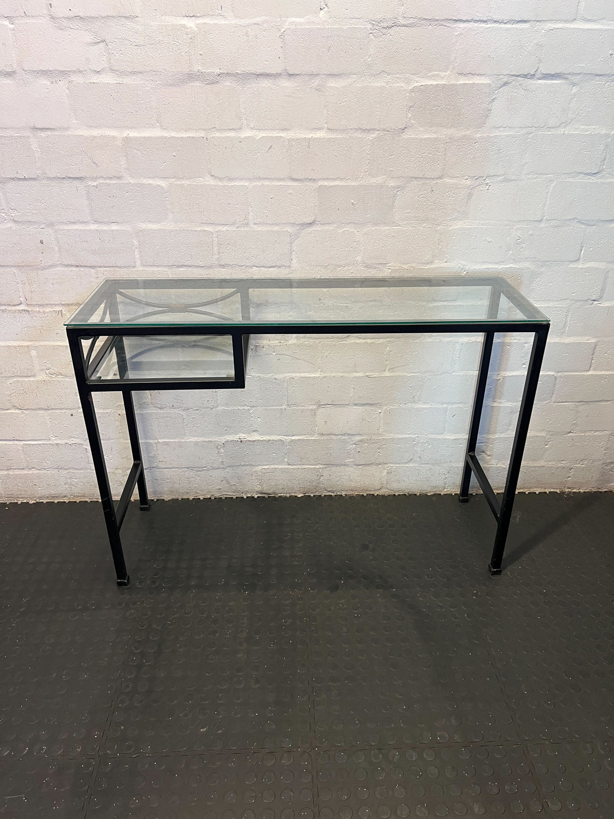 Chic Glass & Metal Desk with Unique Detail