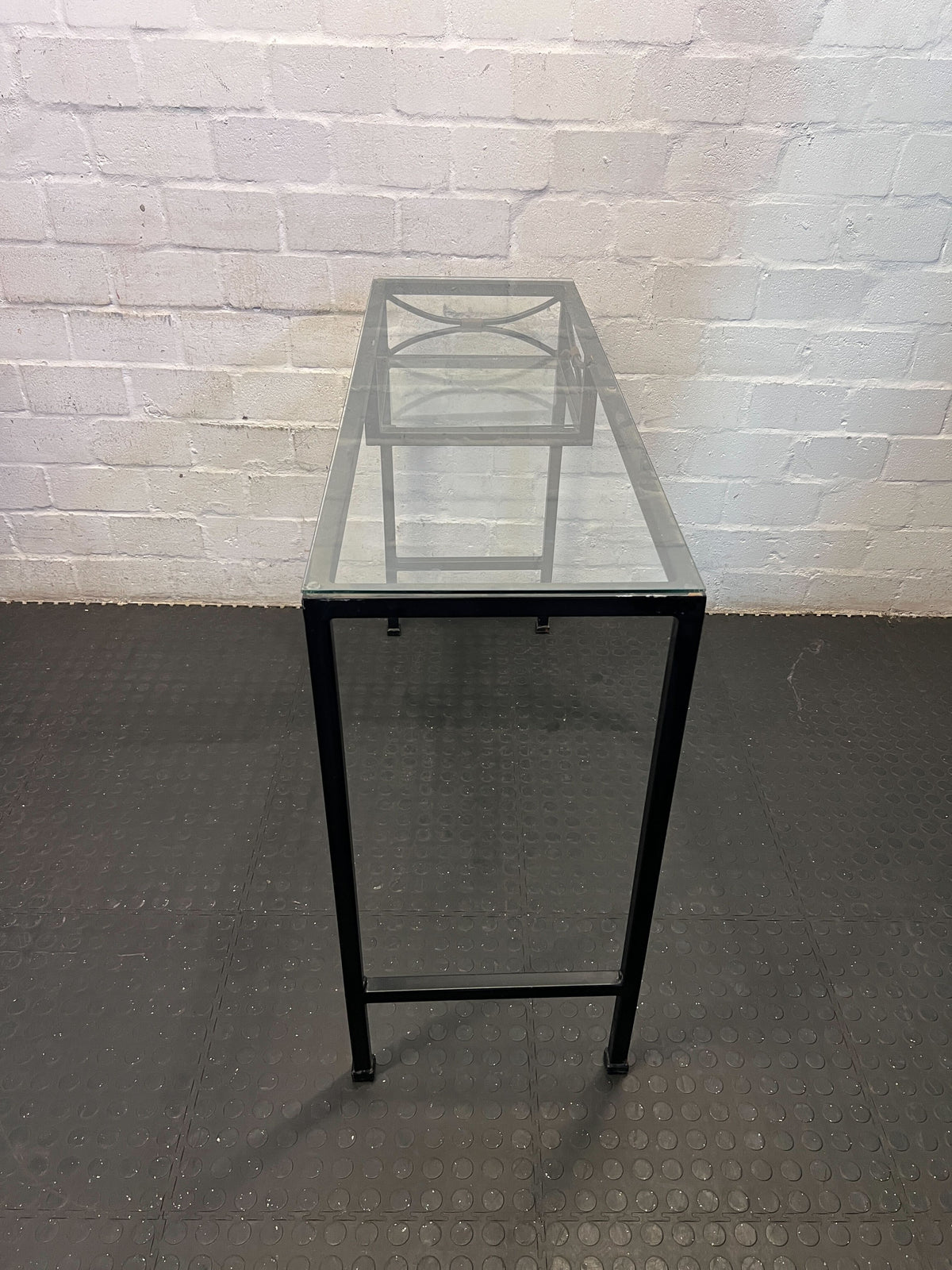 Chic Glass & Metal Desk with Unique Detail