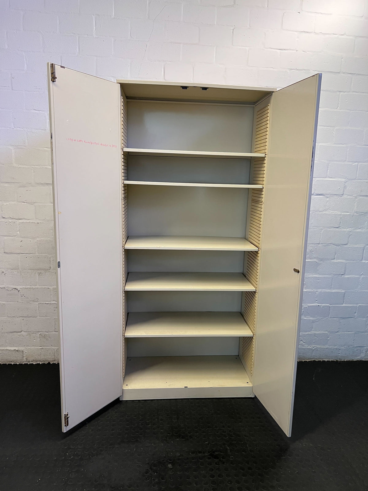 Sturdy Beige Metal Double Door Storage Cabinet