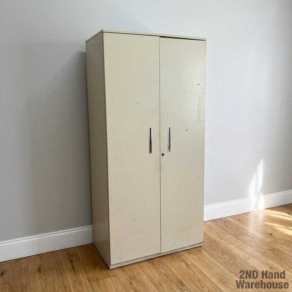 Sturdy Beige Metal Double Door Storage Cabinet