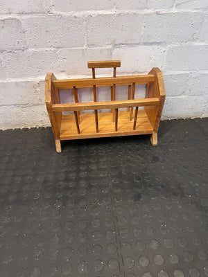Charming Vintage Wooden Magazine Rack with Handle