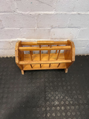 Charming Vintage Wooden Magazine Rack with Handle