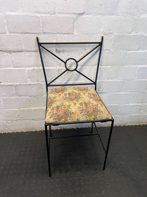 Vintage Chic Floral Upholstered Metal Accent Chair