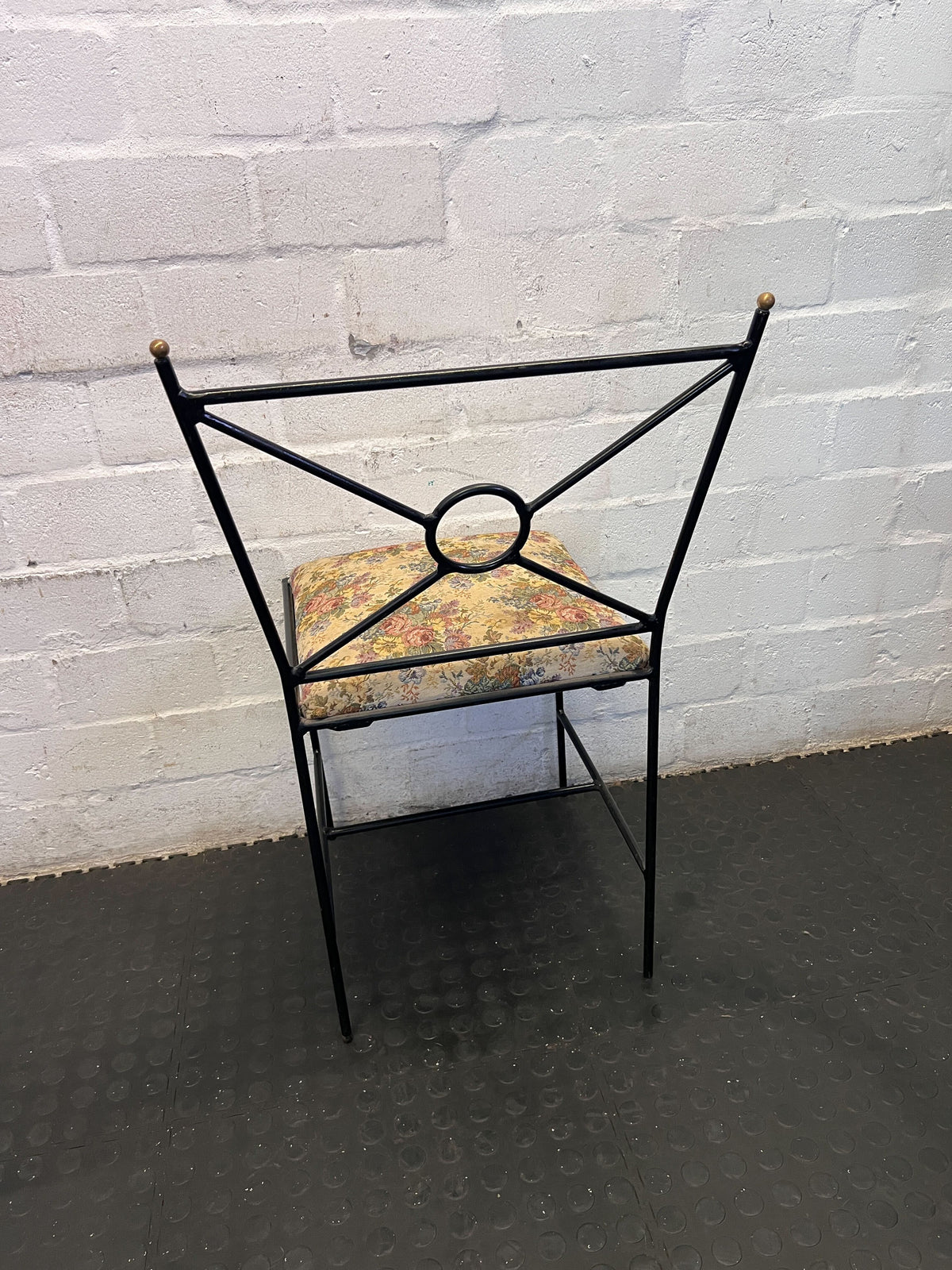 Vintage Chic Floral Upholstered Metal Accent Chair