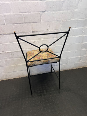 Vintage Chic Floral Upholstered Metal Accent Chair