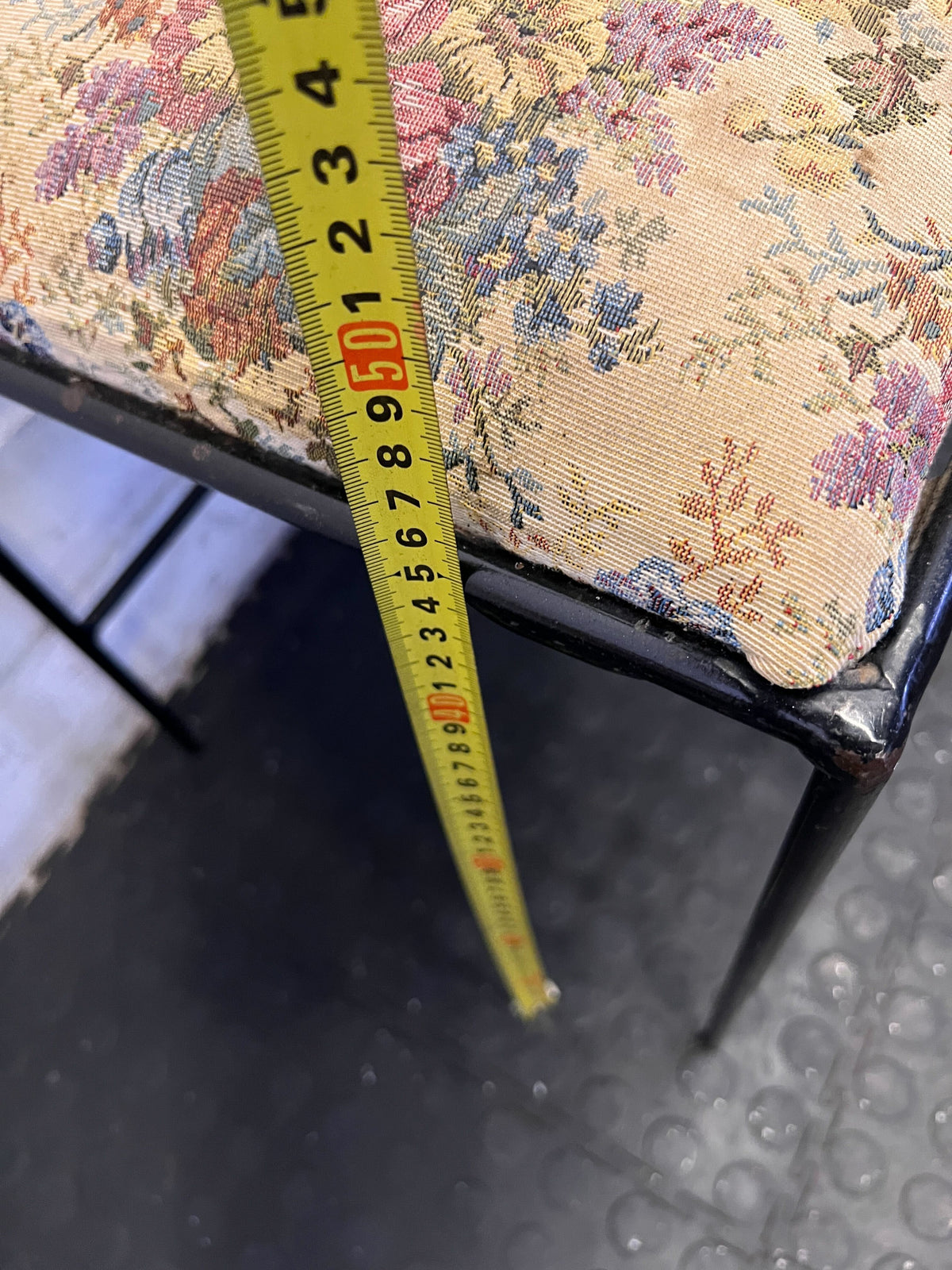 Vintage Chic Floral Upholstered Metal Accent Chair