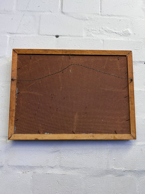 Vintage Mountain Road Landscape Oil Painting in Wooden Frame