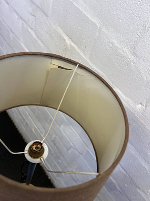 Elegant Floor Lamp with Brown Shade & Wooden Base