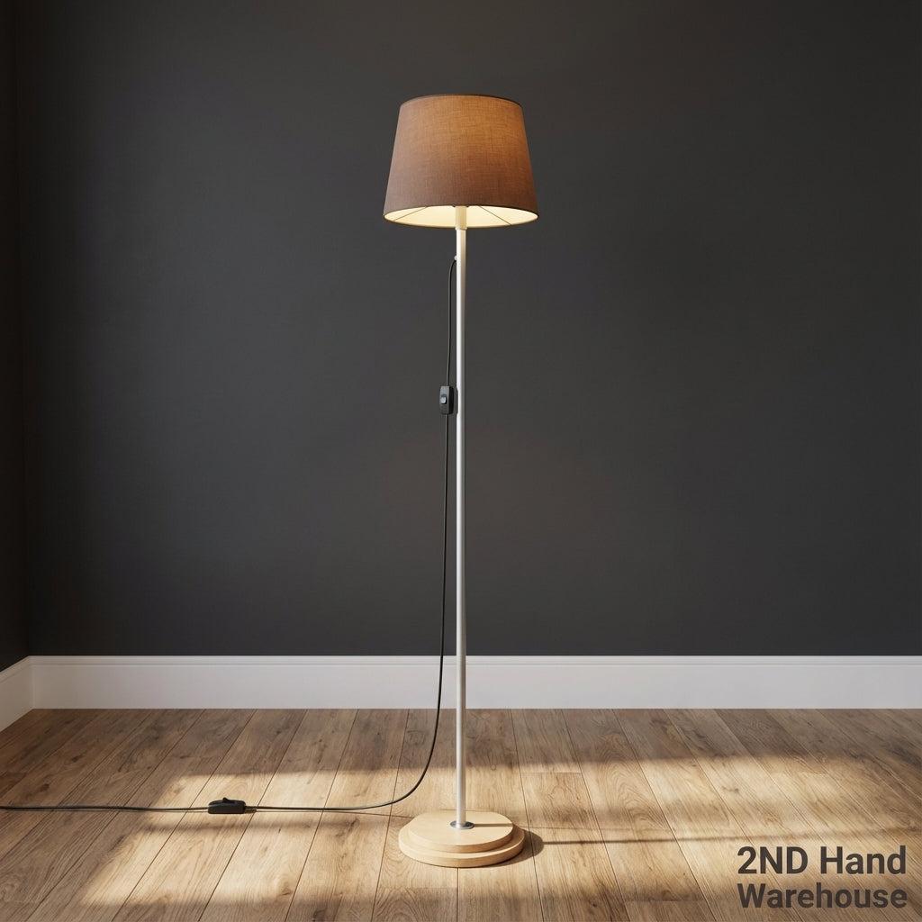 Elegant Floor Lamp with Brown Shade & Wooden Base
