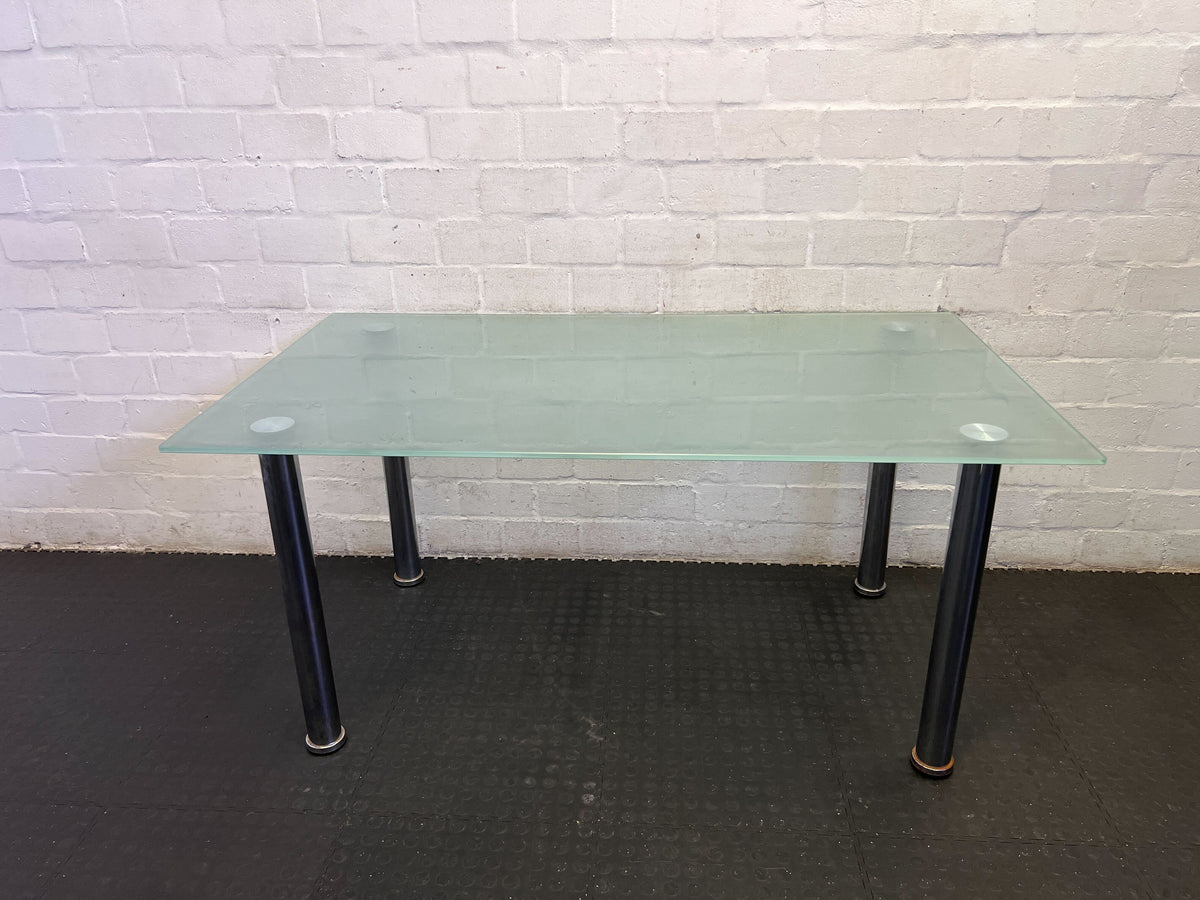 Stylish Frosted Glass & Chrome Dining Table