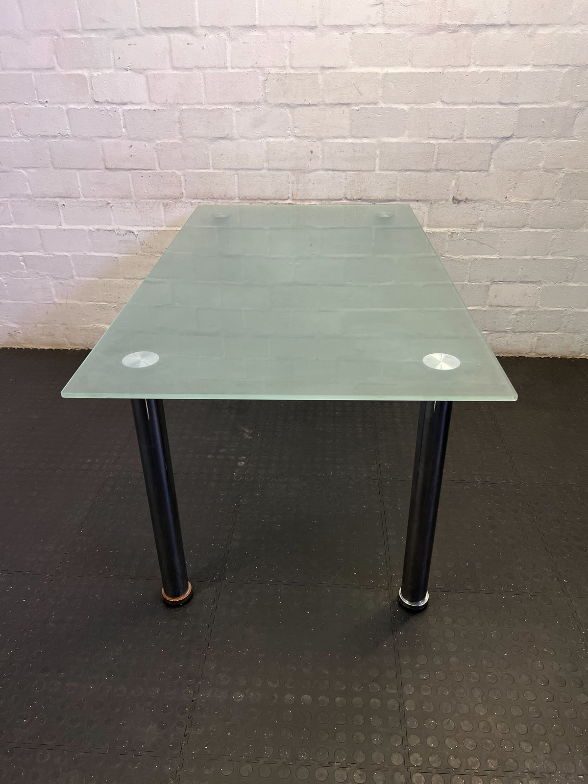 Stylish Frosted Glass & Chrome Dining Table