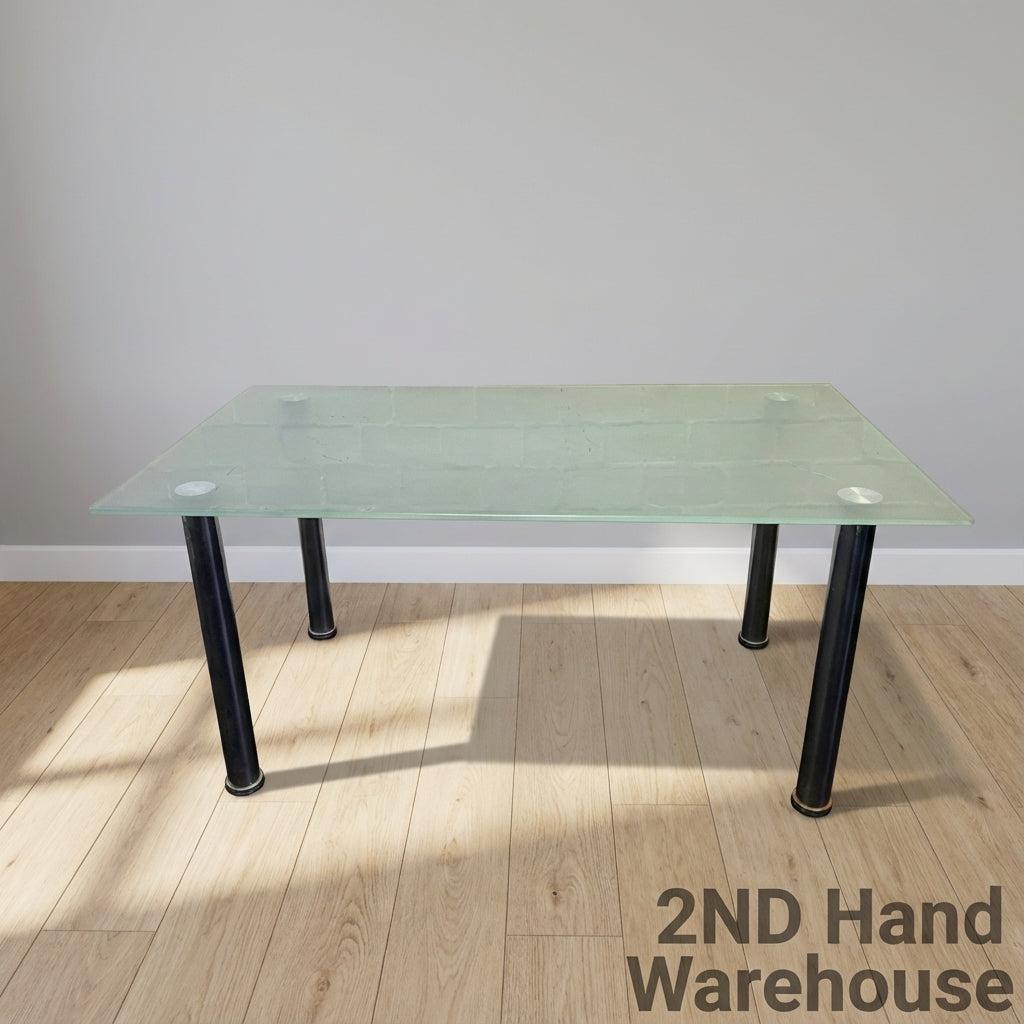 Stylish Frosted Glass & Chrome Dining Table