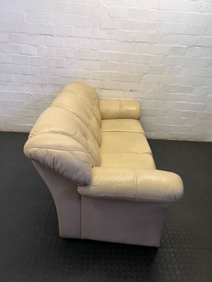 Comfortable 3-Seater Cream Leather Sofa