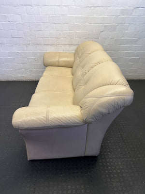 Comfortable 3-Seater Cream Leather Sofa