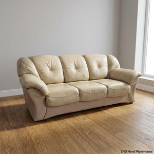 Comfortable 3-Seater Cream Leather Sofa