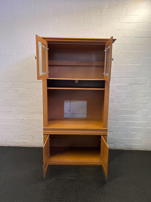 Versatile Wooden Display Cabinet with Glass Doors