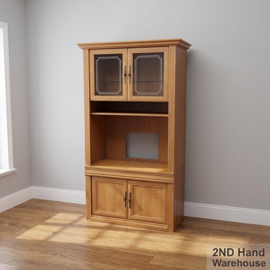 Versatile Wooden Display Cabinet with Glass Doors
