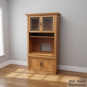 Versatile Wooden Display Cabinet with Glass Doors