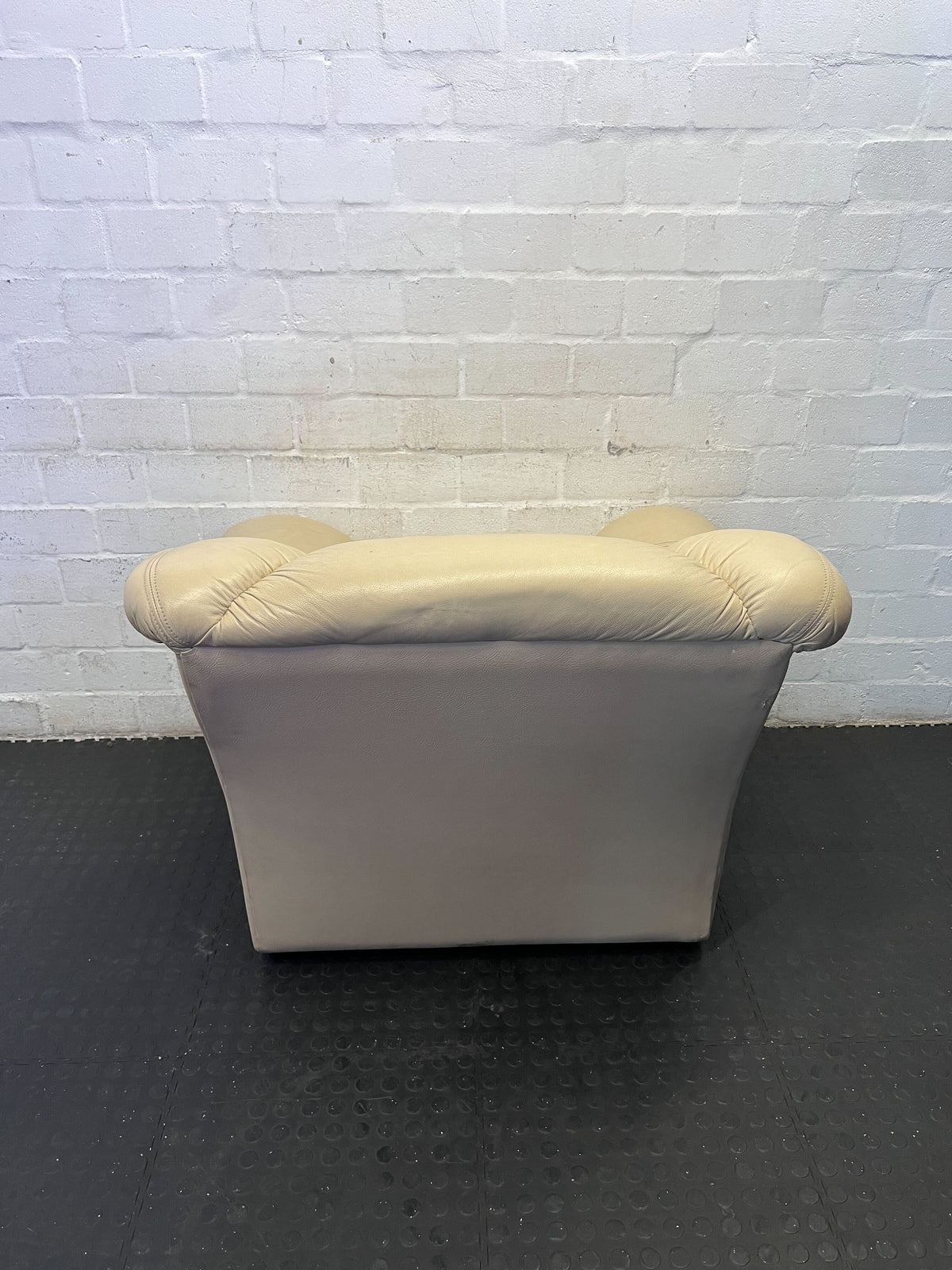 Comfy Cream Leather Armchair - Padded Lounge Chair