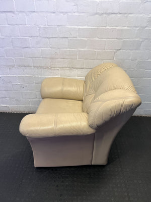 Comfy Cream Leather Armchair - Padded Lounge Chair