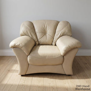 Comfy Cream Leather Armchair - Padded Lounge Chair