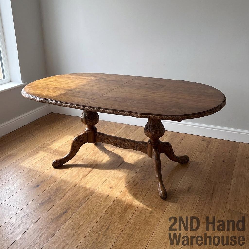 Elegant Oval Double Pedestal Dining Table - Classic Wood Finish