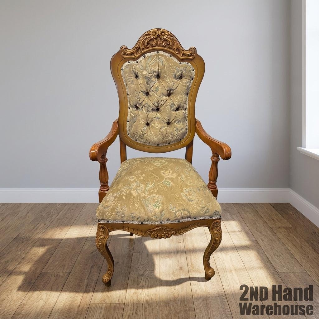 Elegant Vintage Ornate Floral Accent Armchair