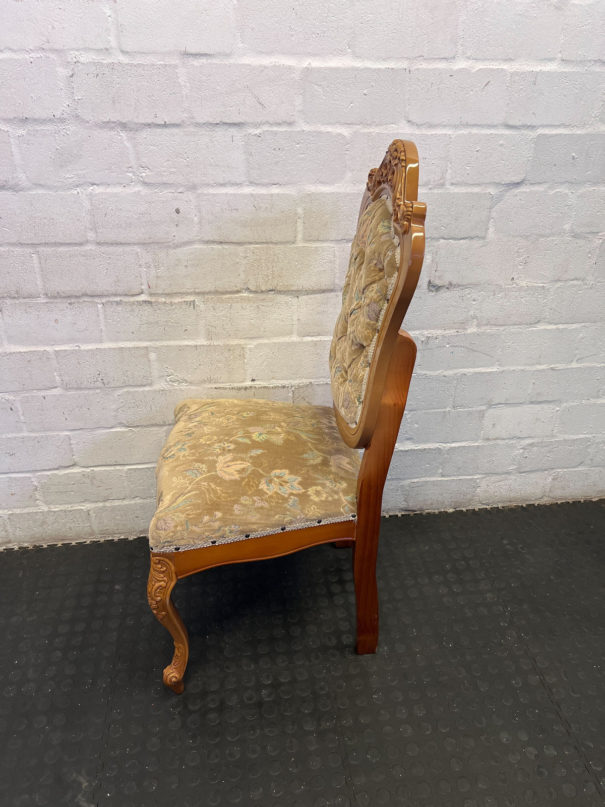 Ornate Vintage Floral Upholstered Dining / Accent Chair
