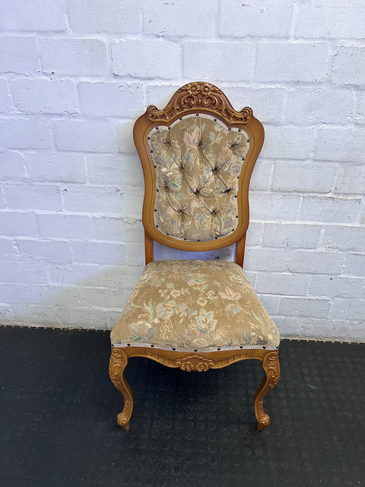 Ornate Vintage Floral Upholstered Dining / Accent Chair