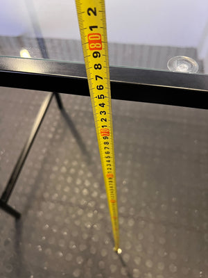 Sleek Glass Top Desk with Integrated Shelf