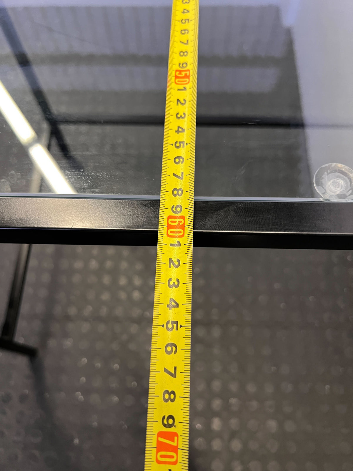 Sleek Glass Top Desk with Integrated Shelf