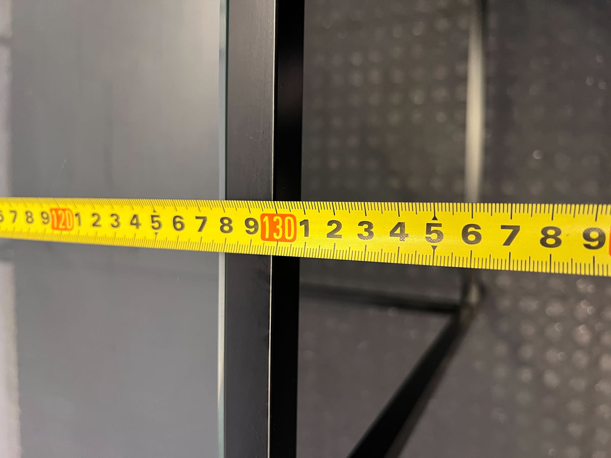 Sleek Glass Top Desk with Integrated Shelf