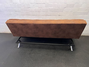 Stylish Brown Faux Leather Futon Sofa Bed