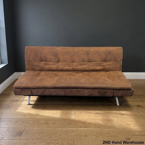 Stylish Brown Faux Leather Futon Sofa Bed