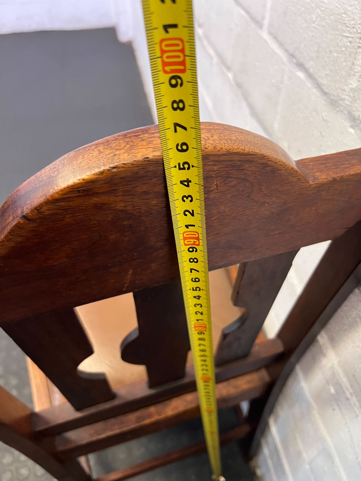 Charming Vintage Dark Wood Dining Chair with Padded Seat