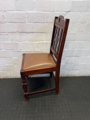 Charming Vintage Dark Wood Dining Chair with Padded Seat