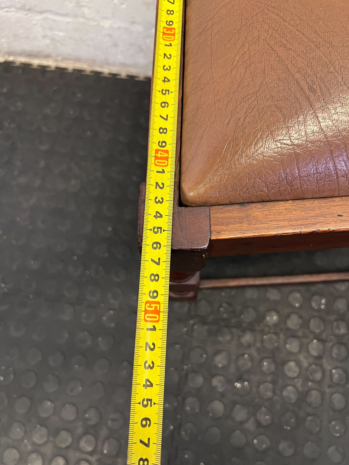 Charming Vintage Dark Wood Dining Chair with Padded Seat