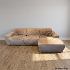 Cozy Beige Leather Corricraft Sectional Sofa with Right Chaise