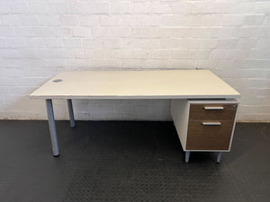 Vintage Style Office Desk with Wood Grain Drawers