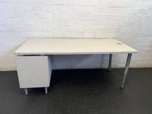 Vintage Style Office Desk with Wood Grain Drawers