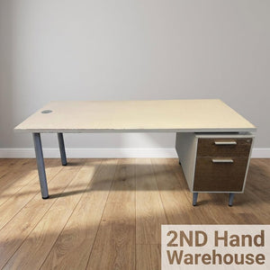 Vintage Style Office Desk with Wood Grain Drawers