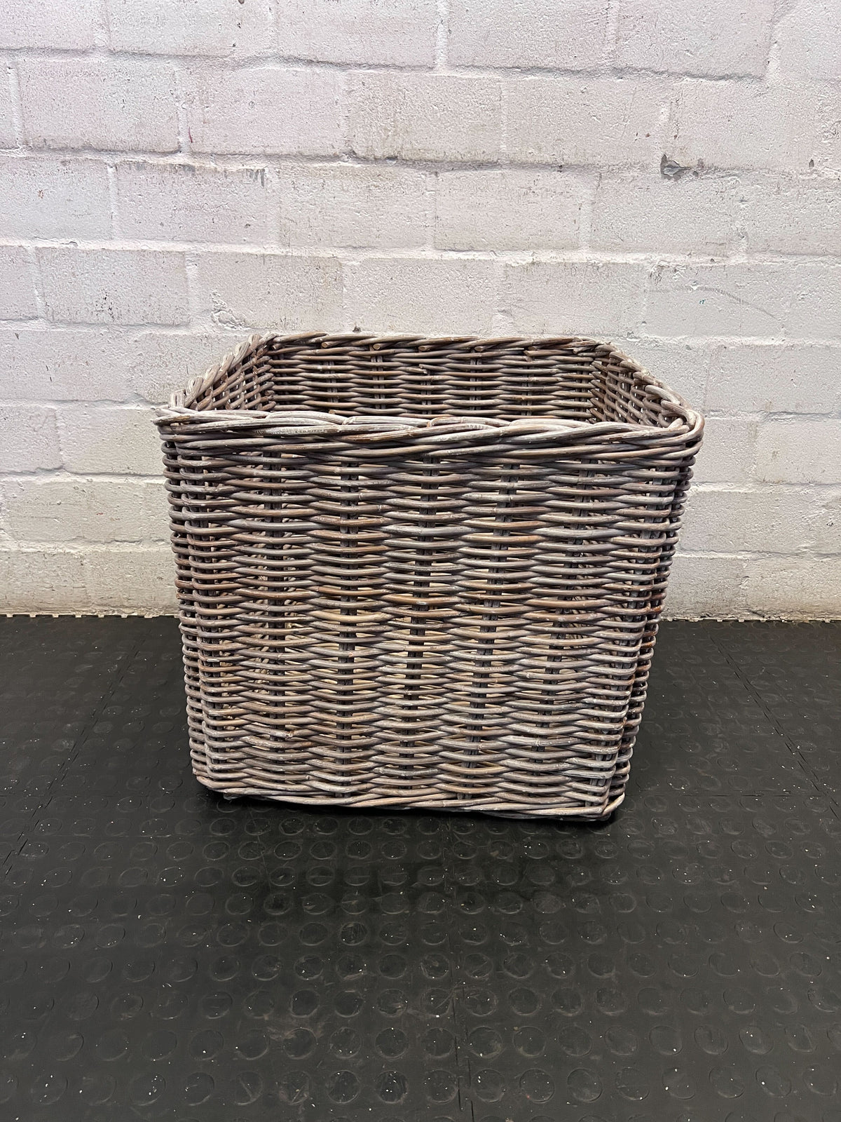 Versatile Grey Wicker Storage Basket