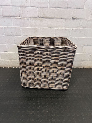 Versatile Grey Wicker Storage Basket