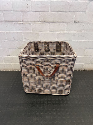 Versatile Grey Wicker Storage Basket