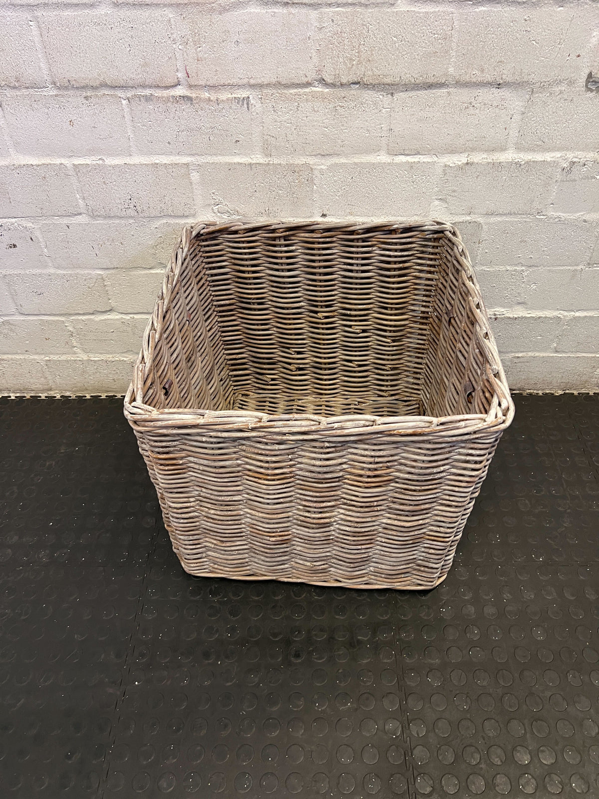 Versatile Grey Wicker Storage Basket