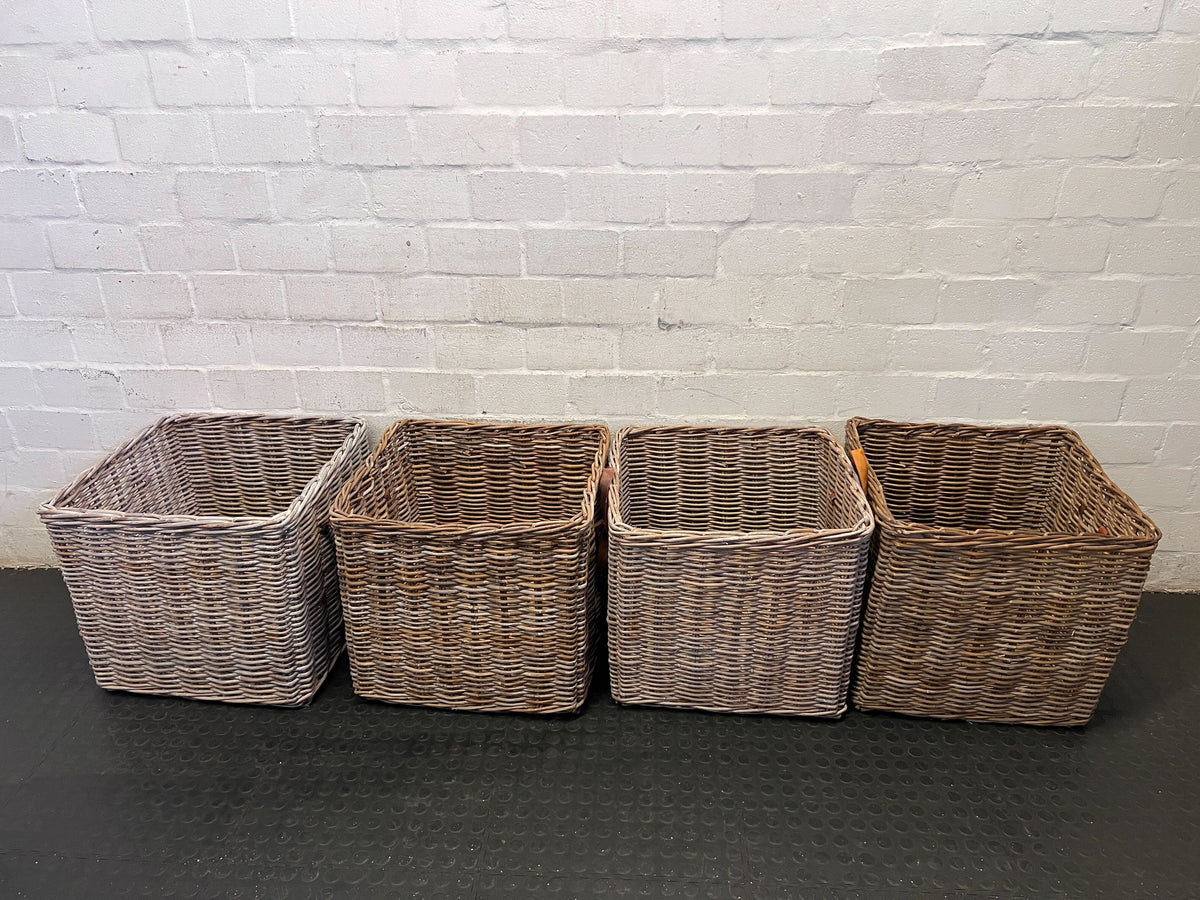 Versatile Grey Wicker Storage Basket