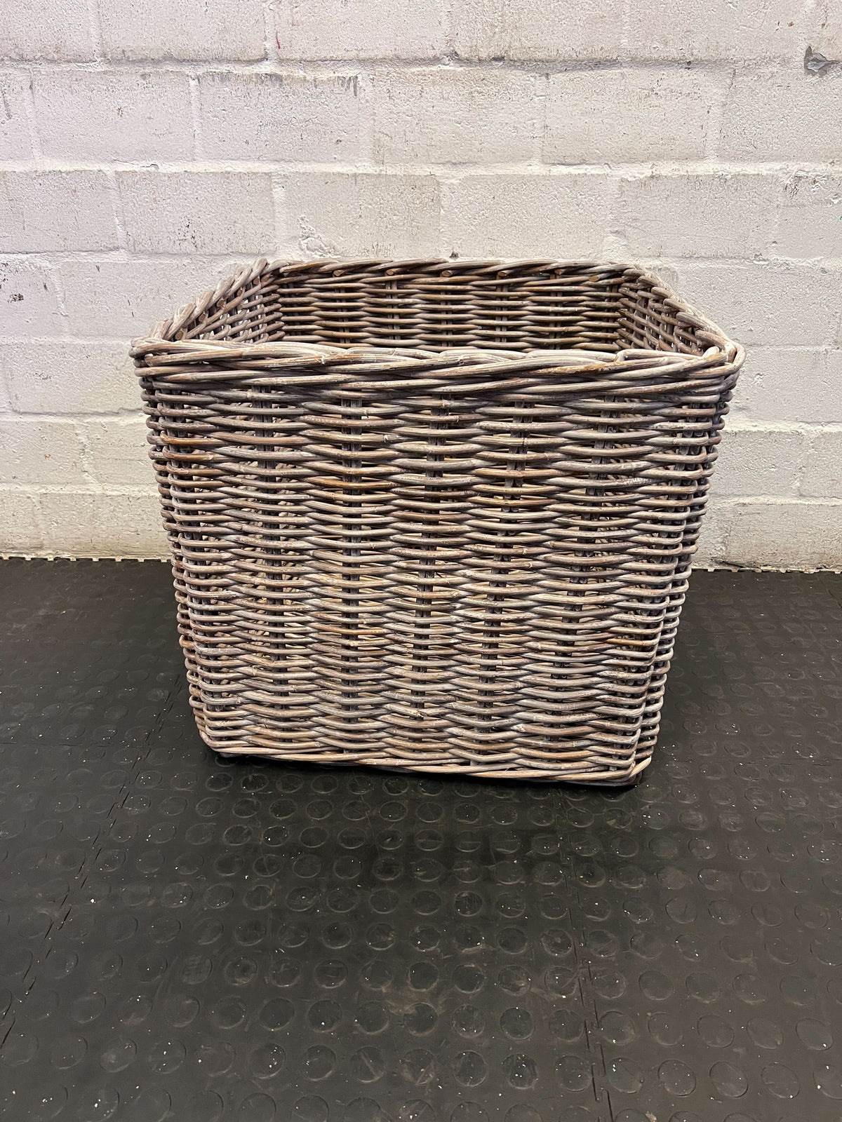 Versatile Grey Wicker Storage Basket