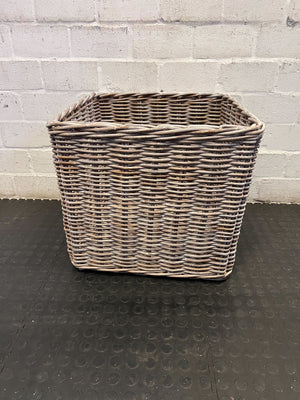 Versatile Grey Wicker Storage Basket